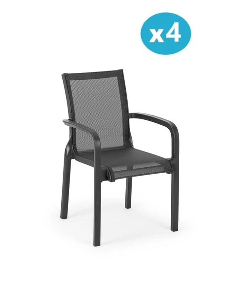 Omnipazar SY-2528 Plastik Fileli Bahçe Koltuk Sandalye 4'lü Set - 8