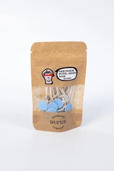 Pamuk İp Fitil No:18 ve Yapışkanlı Sehpa ( 15cm boy ) 20 Adet ürün görseli