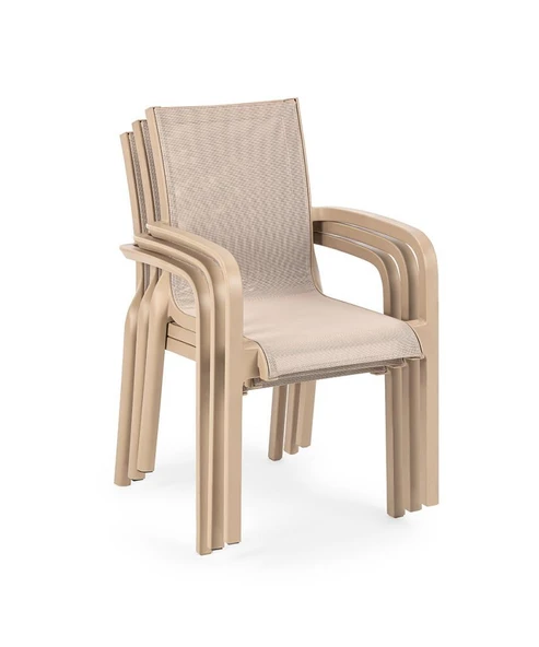 Omnipazar SY-2528 Plastik Fileli Bahçe Koltuk Sandalye 4'lü Set - 4