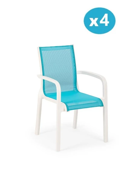 Omnipazar SY-2528 Plastik Fileli Bahçe Koltuk Sandalye 4'lü Set - 11