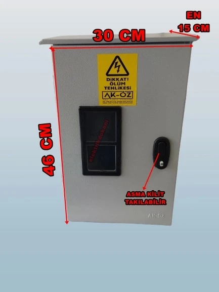 AKÖZ 1 Trifaze Sayaçlı Otomatlı Dar Şantiye Panosu Sıva Üstü 1 Trifaze 1 Monofaze Priz Yerli (Sac) ŞN-100