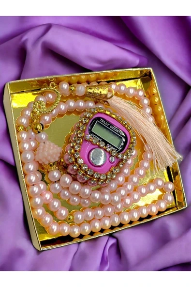 BUTİK CENTER Adet Hediyelik Taşlı Zikirmatik Ve Tesbih Seti Kutulu - 2