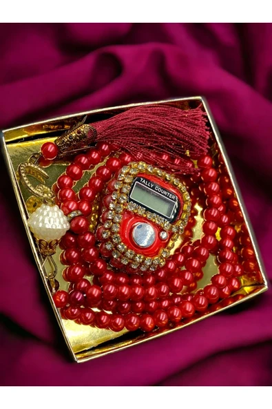 BUTİK CENTER Adet Hediyelik Taşlı Zikirmatik Ve Tesbih Seti Kutulu - 3