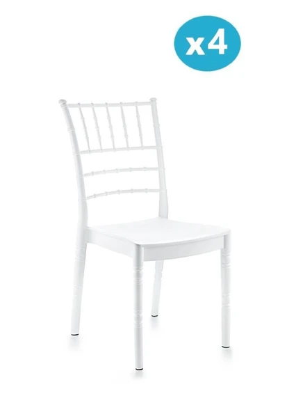 Omnipazar SY-2525 Estate Plastik Modern Bahçe Düğün Sandalye 4'lü Set - 3