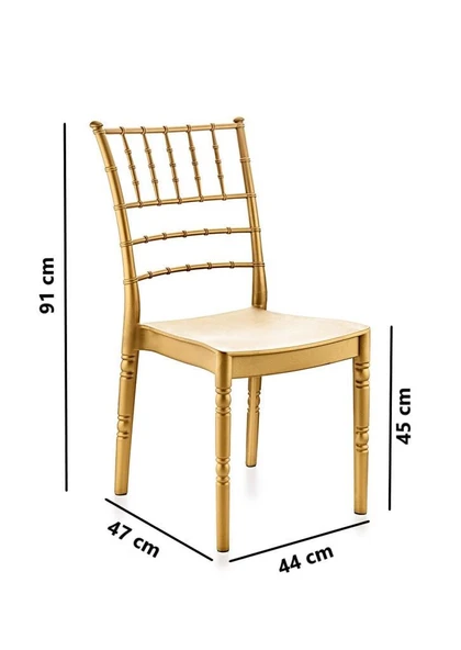 Omnipazar SY-2525 Estate Plastik Modern Bahçe Düğün Sandalye 4'lü Set - 2