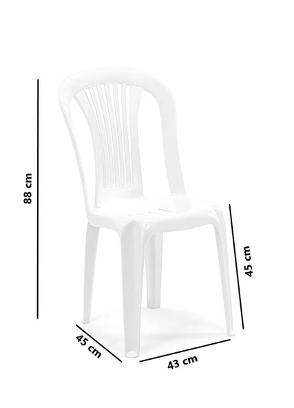 Omnipazar SY-2520 Manolya Plastik Bahçe Sandalye Beyaz 4'lü Set - 2