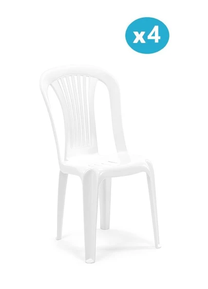Omnipazar SY-2520 Manolya Plastik Bahçe Sandalye Beyaz 4'lü Set