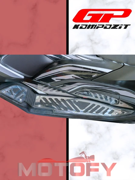 GP KOMPOZİT HONDA PCX 125 2021-2024 UYUMLU KAUÇUK DETAYLI KROM ÖN BASAMAK LASTİĞİ SİYAH-KROM - Resim 2
