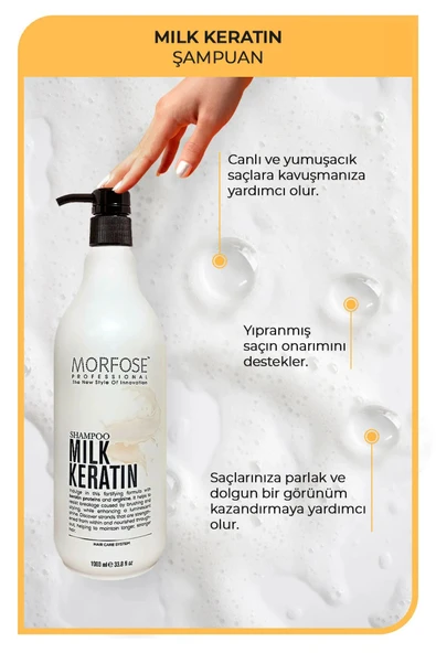 Morfose Milk Keratin Şampuan 1000 ML - Besleyici Koruyucu Etki - 3