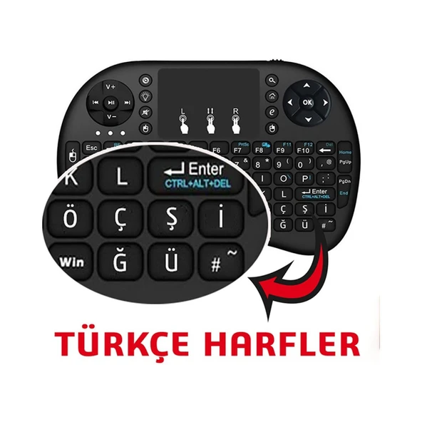Technow Işıklı Kablosuz Mouse Özellikli Mini Türkçe Tv Uyumlu  Klavye - 5