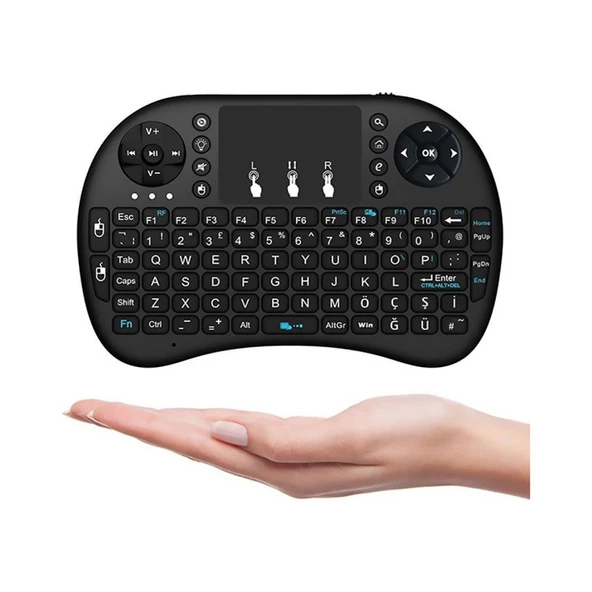 Technow Işıklı Kablosuz Mouse Özellikli Mini Türkçe Tv Uyumlu  Klavye - 7