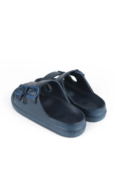 Lugmo Kaymaz Taban Ayarlanabilir Çift Tokalı Erkek Masaj Tabanlı Hafif Terlik Lacivert - Resim 3