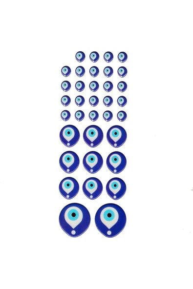 ARVALE Kendiliğinden Yapışkanlı Nazar Boncuklu Karışık Duvar Kağıdı Sticker - 5 Boyutlu Duvar Dekarasyon
