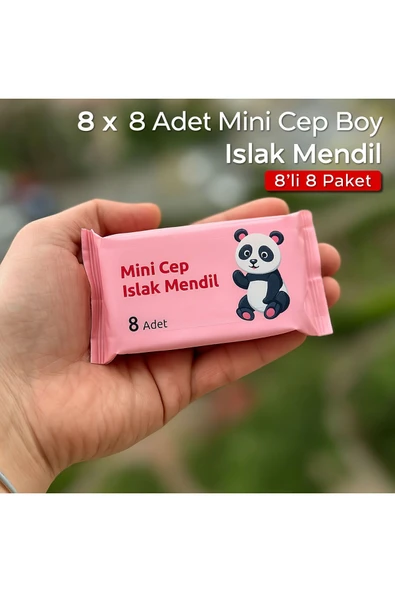 ARVALE 64 Adet ( 8 Paket ) Taşınabilir Mini Islak Mendil Taşınabilir Cep Çanta Seyahat Kamp Bebek Temizlik