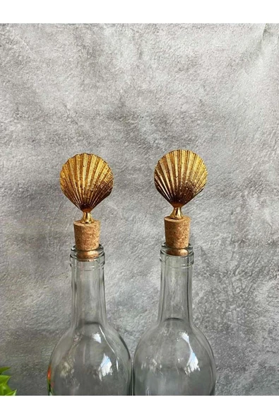 Jenisa 2 Adet Şeffaf 750 Ml Etiketli Şişe Altın İstiridye Tıpalı Yağdanlık Set - 4