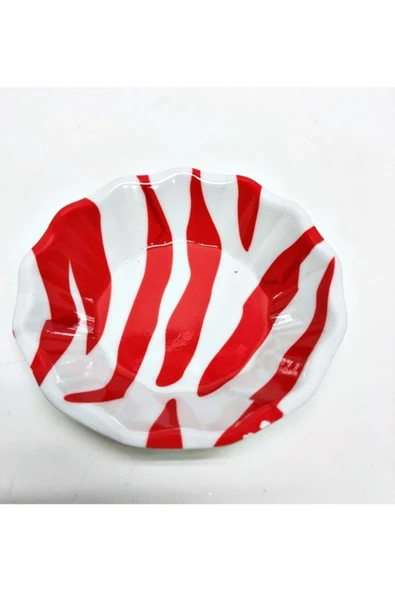 Jenisa Melamin Kırmızı Zebra Çay Tabağı 6 Adet