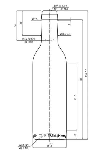 Jenisa 375cc Şeffaf Şişe Mantar Kapak Cam Şişe Boş Şişe Likit Şişesi Yağ Şişesi 48 Adet - Resim 2