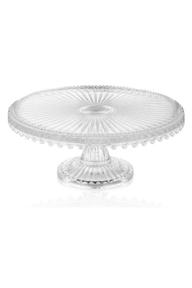 Jenisa Damla El Yapımı 21 Cm Ayaklı Cam Yuvarlak Sunumluk Pasta & Kek Servisi