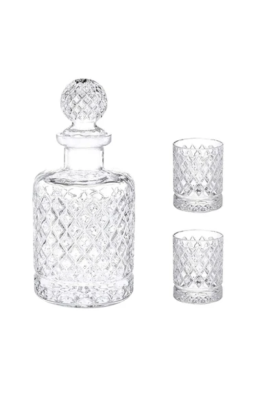 Jenisa El Yapımı Model Lüx Karaf Viski Şişe 2 Bardaklı Set - 3