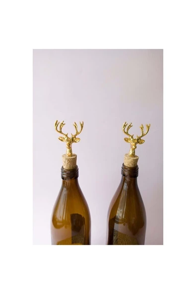 Jenisa Altın Geyik Figür Mantarlı Tıpa 2 Adet - 3