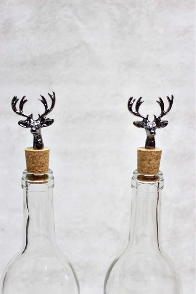 Jenisa Siyah Geyik Figür Mantarlı Tıpa 2 Adet - 3