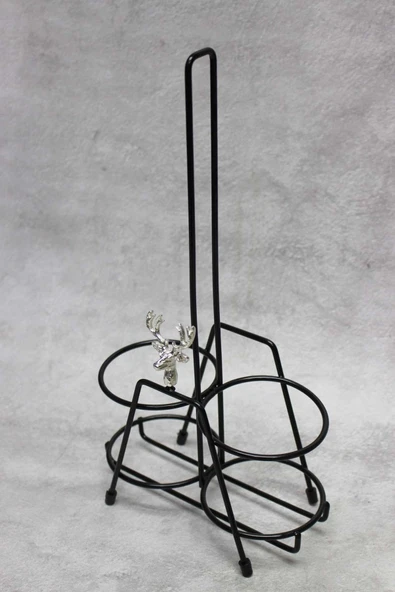 Jenisa Gümüş Geyik Aksesuar Vidalı Metal Siyah Stant Yağdanlık Sosluk