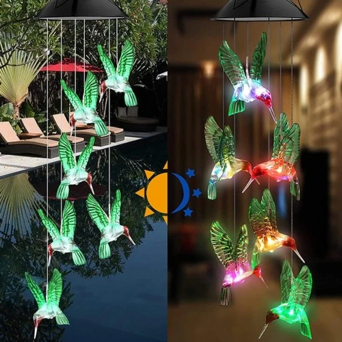 Solar Led Işıklı Kuşlu Bahçe Dekoru 6 Ledli,renkli Işık TdrTR