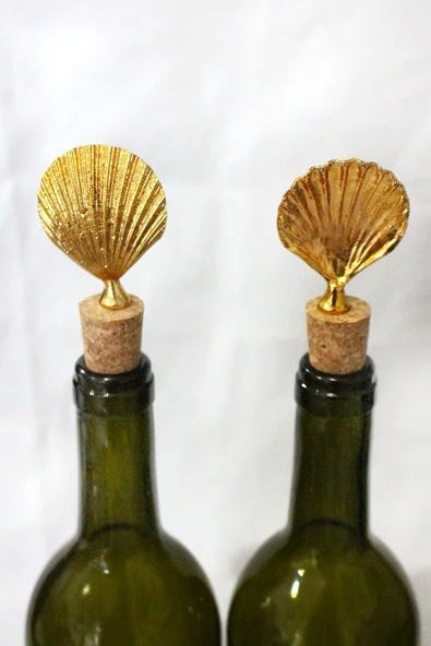 Jenisa Altın İstiridye 2 Adet Mantar Tıpa - Şarap Yağdanlık Şişe