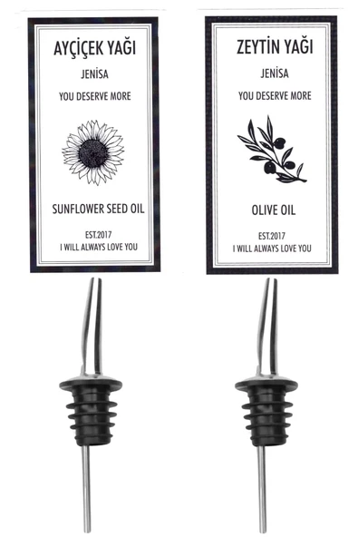 Jenisa 750 ml 2'li Yağlık Seti  Çelik Akıtmaz Tıpalı Standlı Şeffaf Cam Yağdanlık - Beyaz - Resim 3