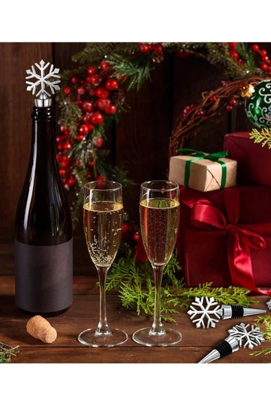 Jenisa Kar Tanesi Yeniden Kullanılabilir Dekoratif Yağ Içecek Ve Şarap Şişesi Tıpası 1 Adet - 4