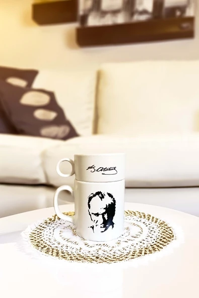 Jenisa Keramika 2 Li Seramik Atatürk Kupa Mug Set
