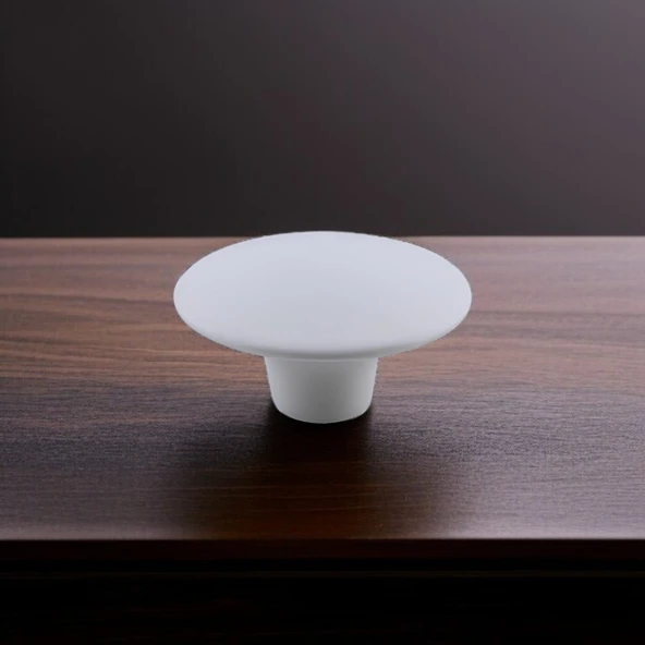 Bohem Beyaz Geniş Mantar Kulp Düğme 10 ADET Mobilya Dolabı Çekmece Mutfak Dolap Kulpu Kulbu Plastik - Resim 7