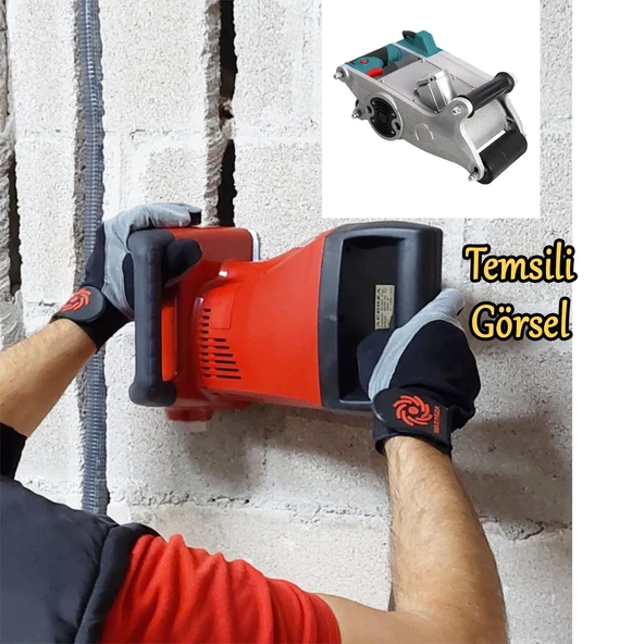 Proter Duvar Kanal Oluk Açma Makinası 1500 W Su Elektrik Tesisat Yolu Yuvası 125 mm Kesme Diskli - 5