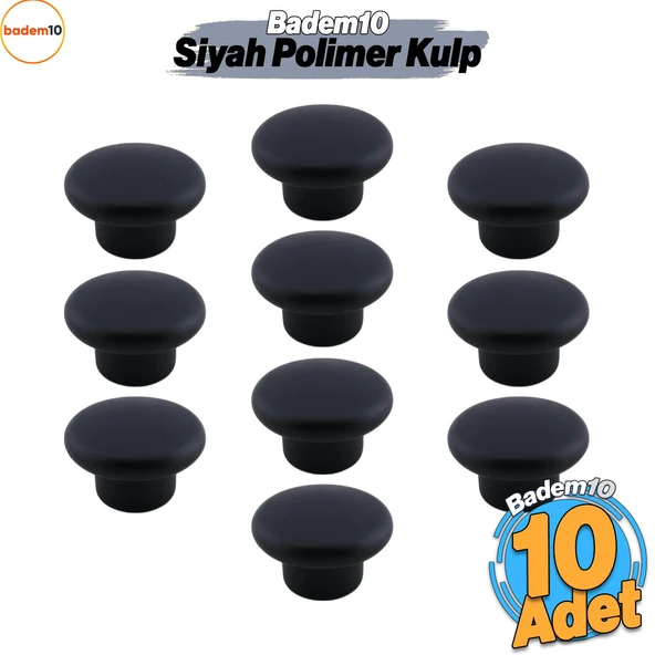 Bohem Siyah Mantar Kulp Düğme 10 ADET Çekmece Mutfak Mobilya Dolabı Dolap Kulpu Kulbu Plastik Kulp ürün görseli