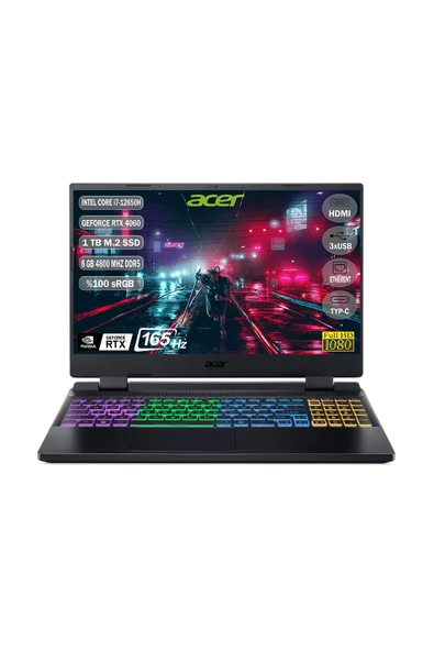 Acer Nitro 5 AN515-58-70VR NH.QM0EY.00B i7-12650H 8 GB 1 TB SSD RTX4060 15.6" Full HD Gaming Laptop