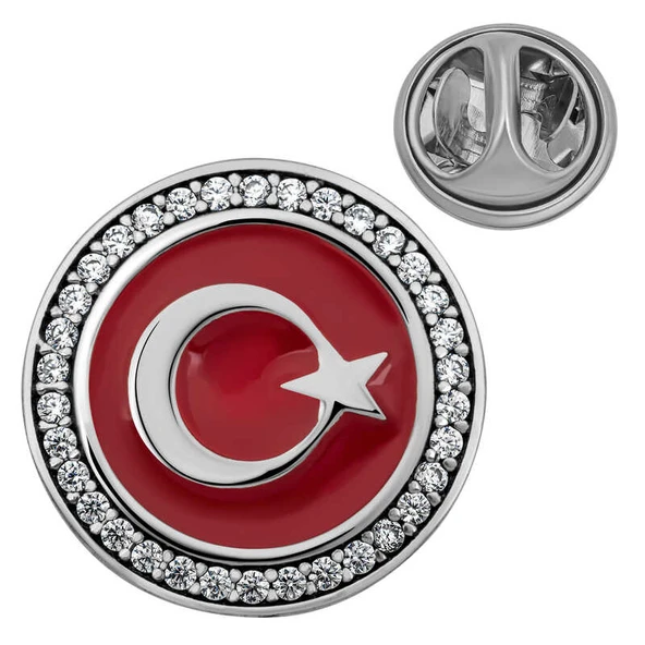 Özel Kutu ve Gümüş Bezi İle Gümüş Ay Yıldız Rozet