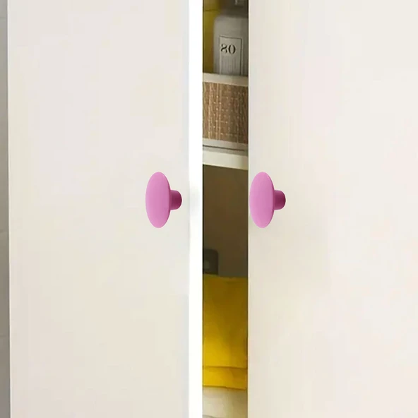 Bohem Pembe Geniş Mantar Kulp Düğme 1 ADET Mobilya Dolabı Çekmece Mutfak Dolap Kulpu Kulbu Plastik - Resim 3