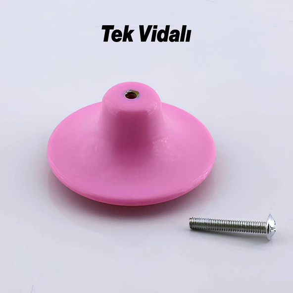 Bohem Pembe Geniş Mantar Kulp Düğme 1 ADET Mobilya Dolabı Çekmece Mutfak Dolap Kulpu Kulbu Plastik - Resim 6