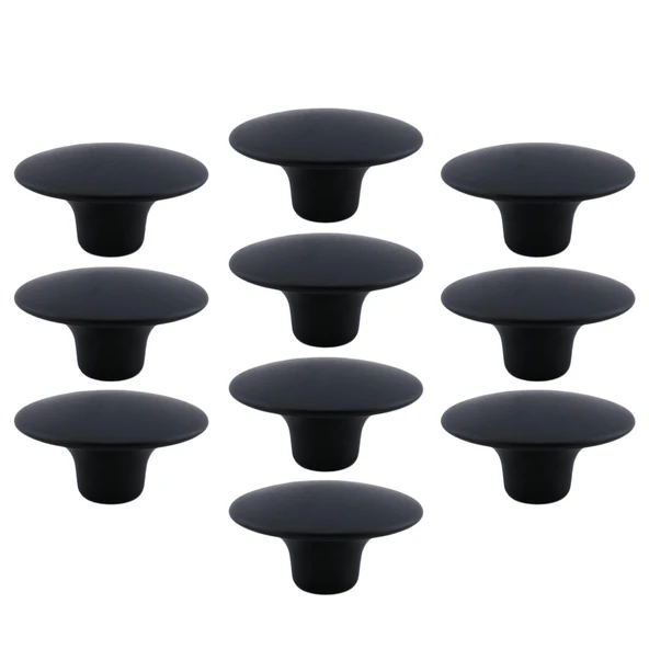Bohem Siyah Geniş Mantar Kulp Düğme 10 ADET Mobilya Dolabı Çekmece Mutfak Dolap Kulpu Kulbu Plastik - Resim 10