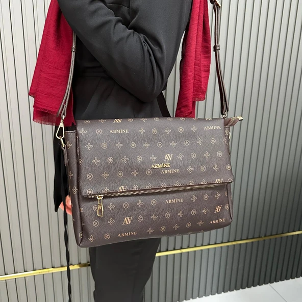 Armine Bayan Çanta Baskılı Kahve AR24106 ürün görseli