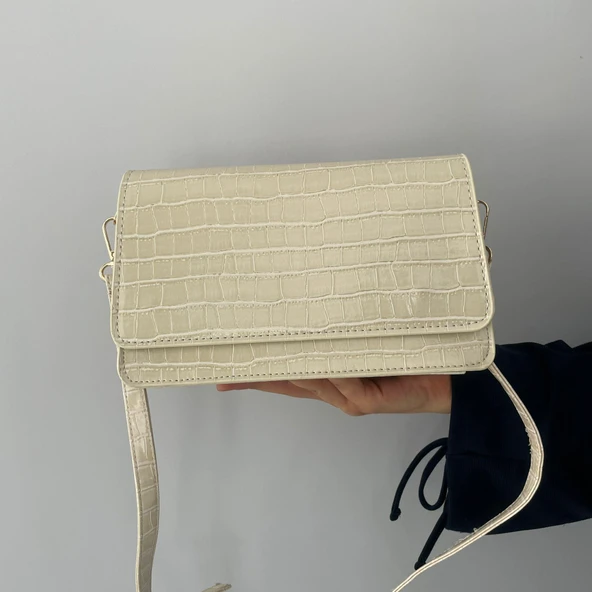 Talo Bayan Çanta Krem Croko T300602 - Resim 2