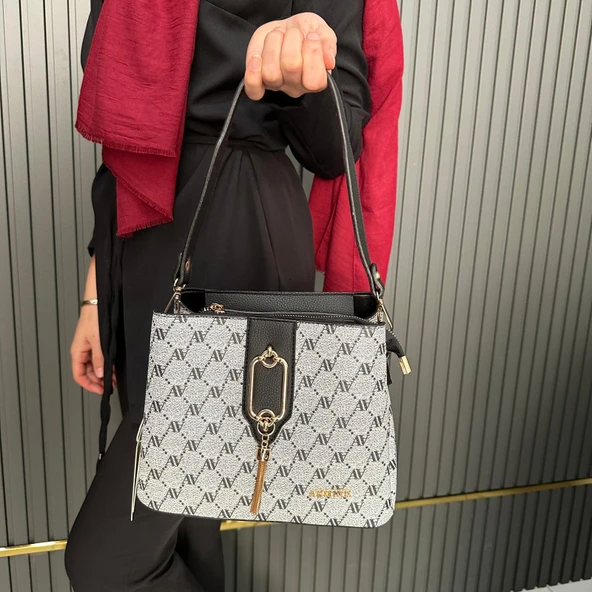 Armine Bayan Çanta Gri Noktalı AR36105 ürün görseli