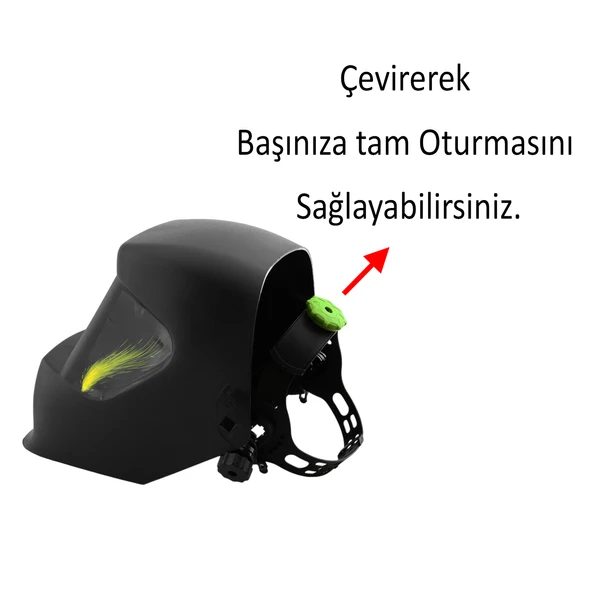 Güneş Enerjili Pilli Otomatik Kararan Baş Maskesi Siperlik Kartuşlu Kaynak Gözlüğü Düz Başlık - 7