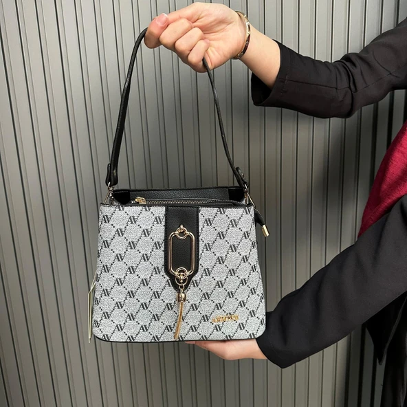 Armine Bayan Çanta Gri Noktalı AR36105 - Resim 2