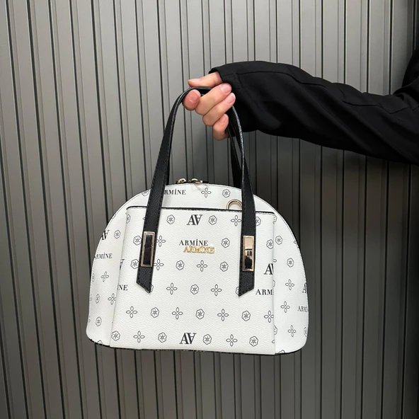 Armine Bayan Çanta Baskılı Beyaz AR34407 - Resim 2