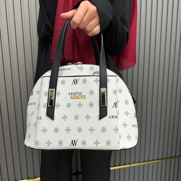 Armine Bayan Çanta Baskılı Beyaz AR34407 ürün görseli
