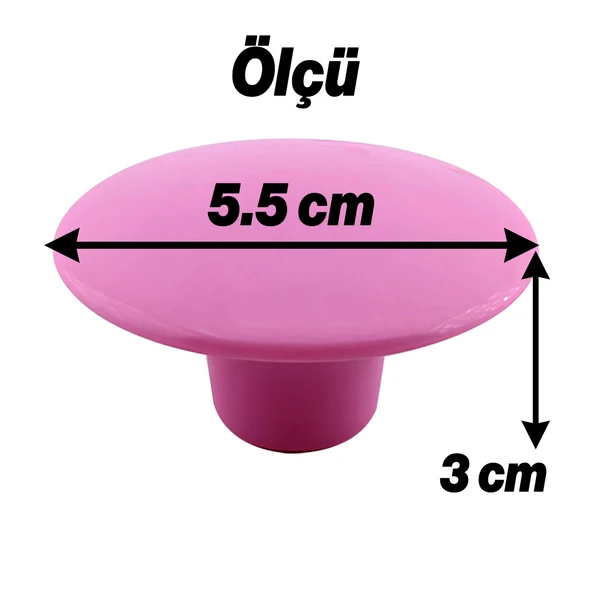 Bohem Pembe Geniş Mantar Kulp Düğme 1 ADET Mobilya Dolabı Çekmece Mutfak Dolap Kulpu Kulbu Plastik - Resim 8