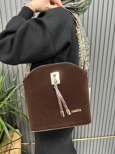 Armine Bayan Çanta Kahve Süet AR10204 - Resim 2
