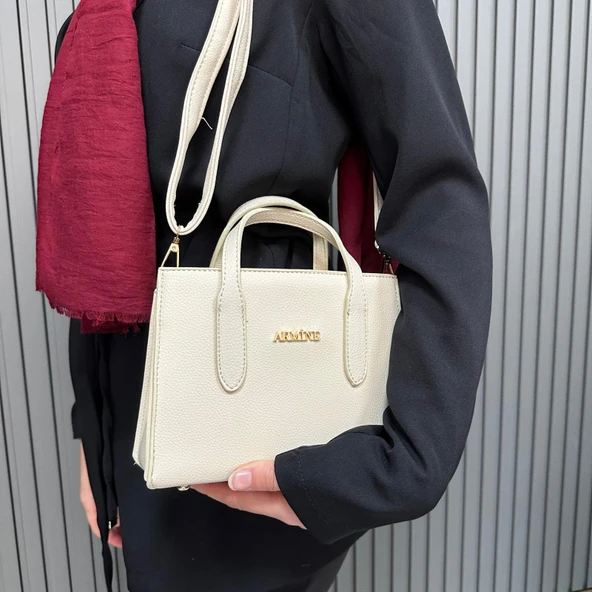 Armine Bayan Çanta Düz Krem AR36309 - Resim 3