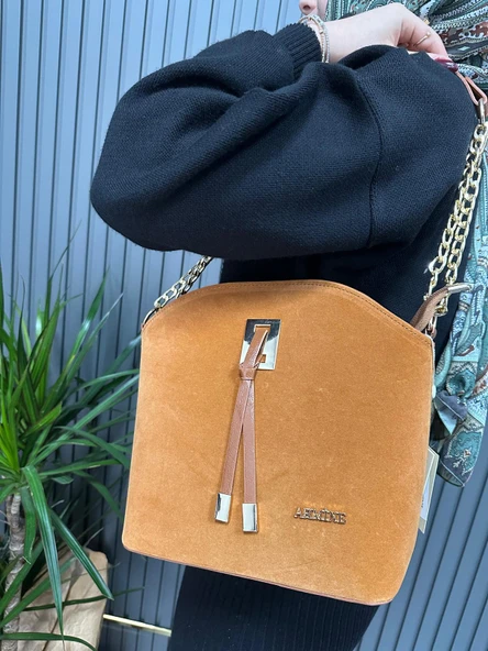 Armine Bayan Çanta Taba Süet AR10206 - Resim 2